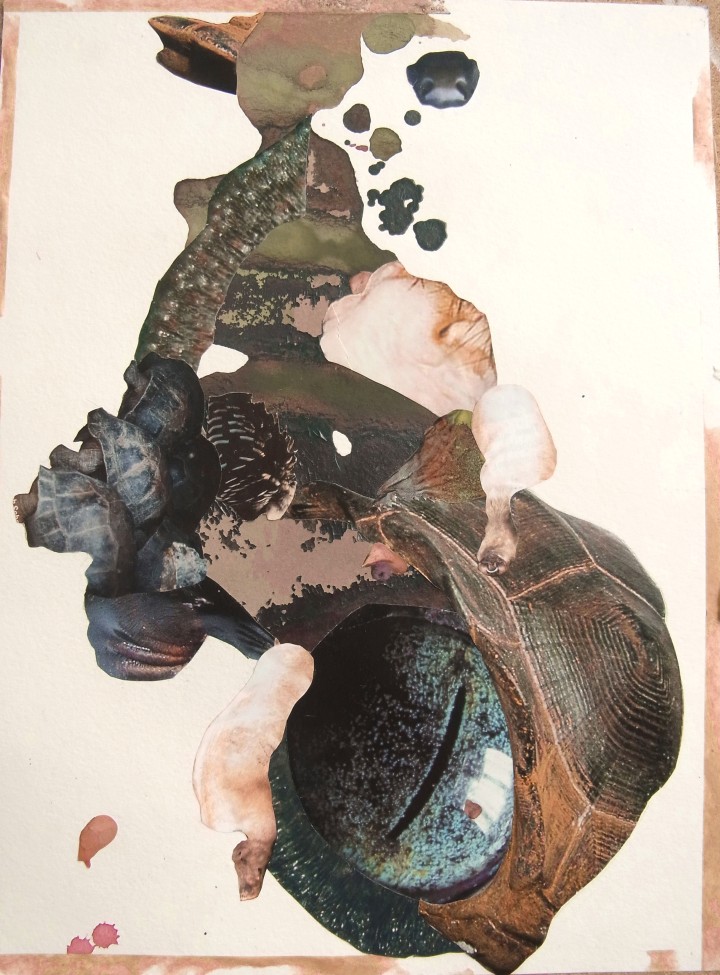Collage, 24cm x 32,5cm, Zeitschriftenausschnitte und Aquarellfarbe auf Papier, 2012