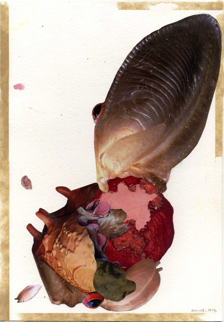 Collage, 17cm x 24cm, Zeitschriftenausschnitte und Aquarellfarbe auf Papier, 2012